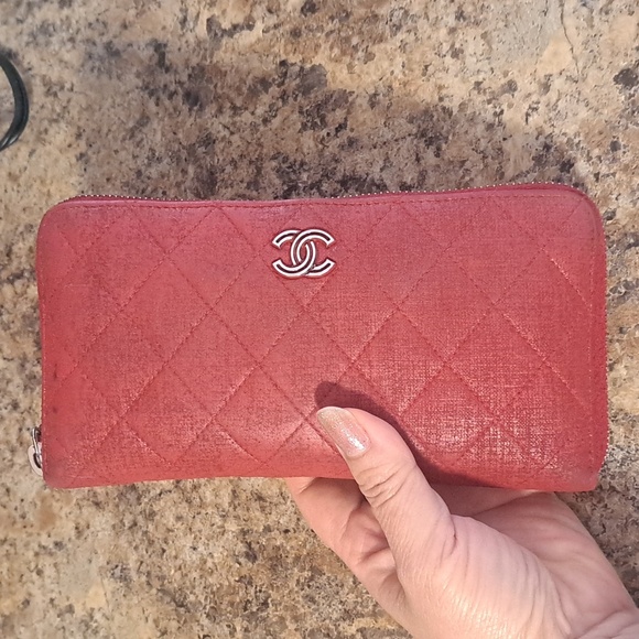 CHANEL Handbags - Authentic Chanel Red Quilted Zippy Wallet